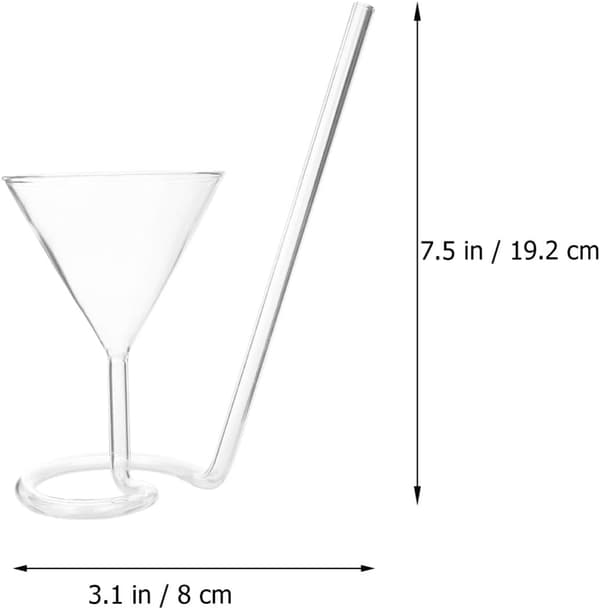Spiral cocktailglas med sugrör, klart rödvinsglas (transparent).