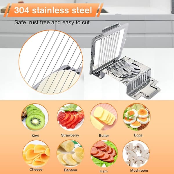 Egg Slicer - Multifunctional Egg Slicer - Stainless Steel - Mushroom Slicer - Dishwasher Safe - Slicer - Dicer - Kitchen Slicer - Hanging Hole