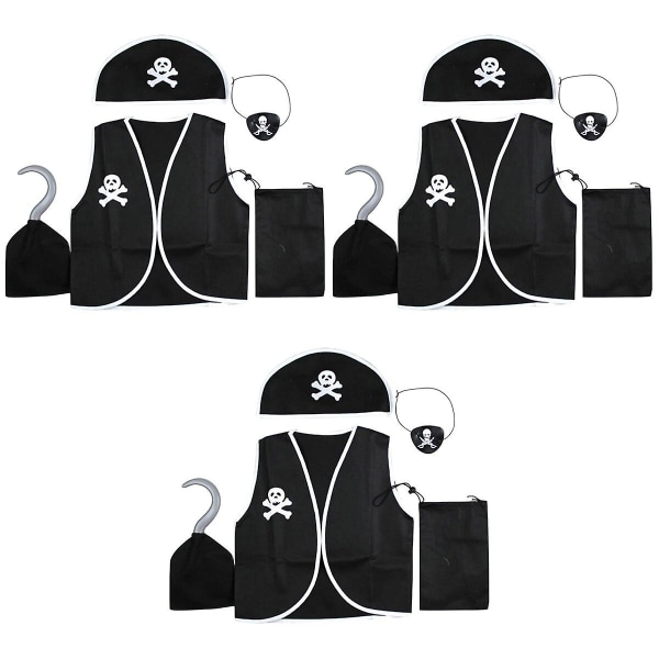 15 stk Piratkostymer Seas Buccaneer-kostyme Halloween-festdekorasjon Leketøy Barn Lat som Lek Pira 15 pcs