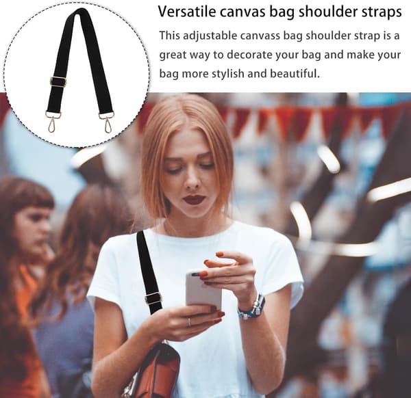 Justerbar lærredsskulderrem til messenger-tasker, crossbody-brug, inklusive tilbehørsrem