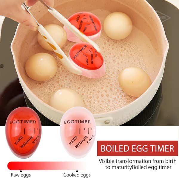 4-pakks eggtimer eggkoker varmefølsom fargeskiftende eggtimer for matlaging eggtimer kontroll myke hardkokte egg (rød)