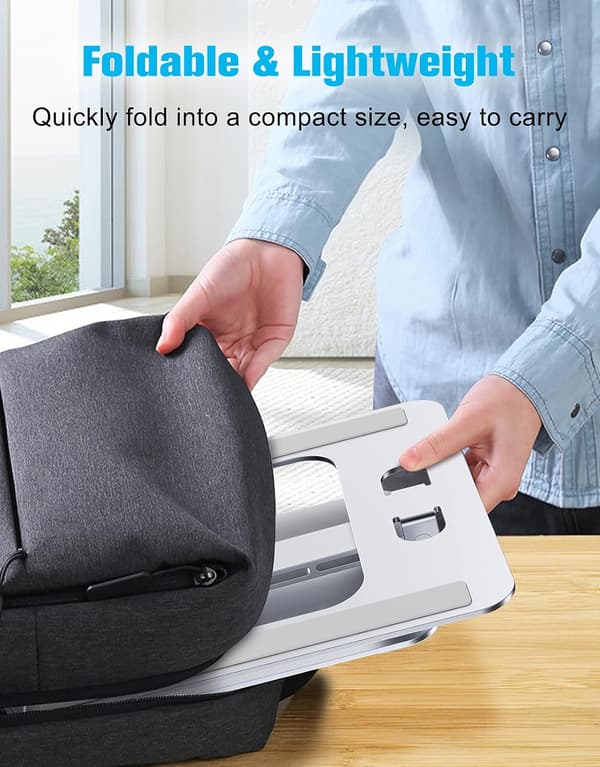 Laptop Stand Lap Desk, Ergonomic Foldable Computer Stand with Adjustable Height, Ventilated Aluminum Alloy Compatible