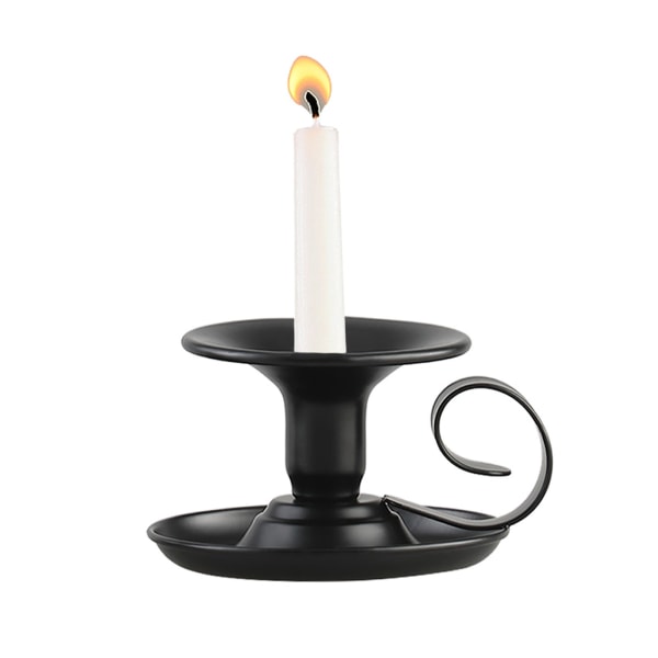 Taper Candle Stick Holder, 2stk Retro Iron Simple Sort Lysestage Holder Candlelight Stand for Party Bryllup Julebord Ho