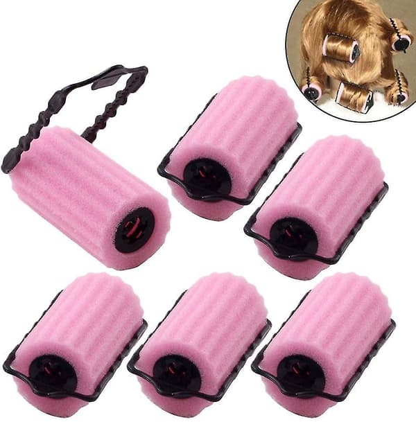 Hårspoler Svamp DIY Hårspoler Sett Hårspoler Små Magiske Krøllspoler Skumspoler (rosa) - 6 stk