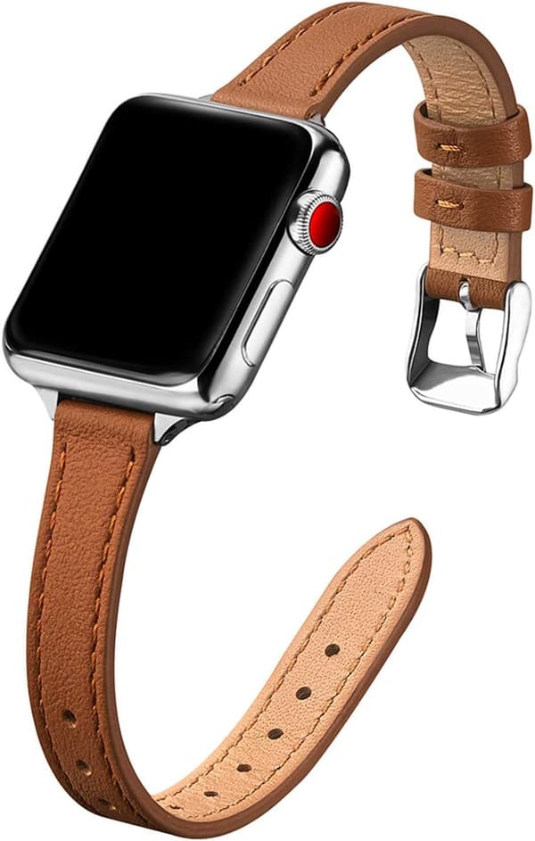 Lysebrun, kompatibel med Apple Watch 42/44/45mm reim, passform