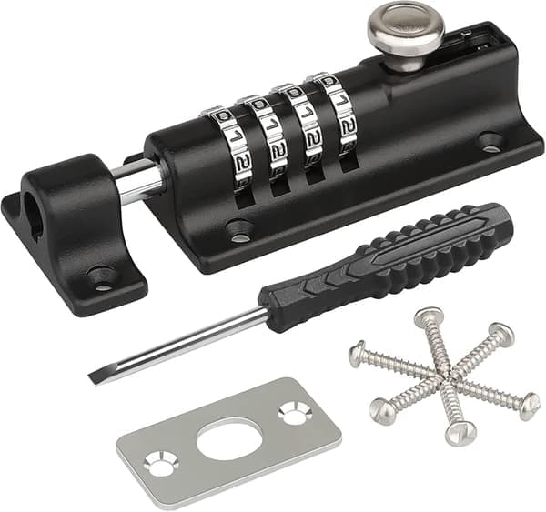 Combination Lock, 4-Digit Combination Lock for Sliding Door, Resettable, Thickened Solid Zinc Alloy Combination Lock, Security Lock [Ho]