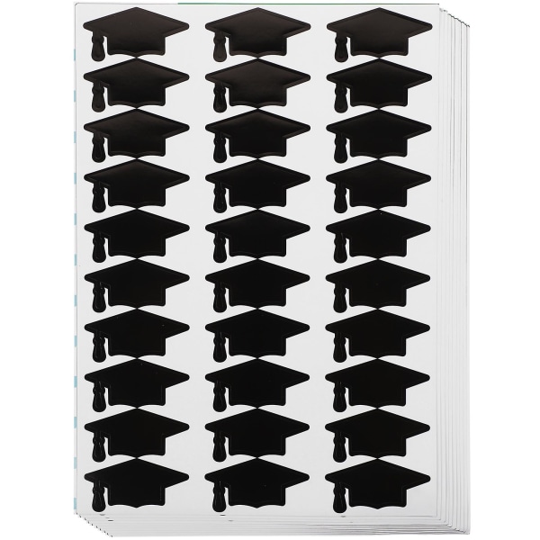 10 Ark med Capstikker Selvklebende Dekaler Gaveinnpakningsklistremerker Doktorgradslue Dekaler Svart3 Black 30.3X21.5X0.1CM