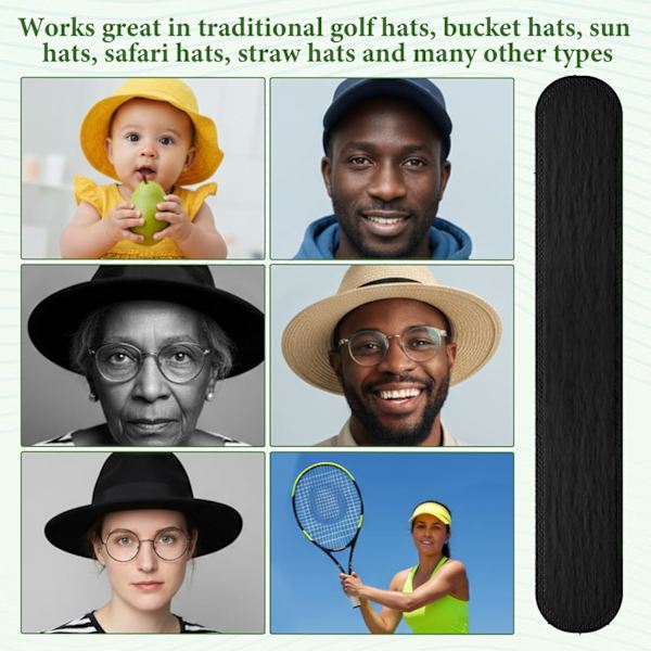 30 st svettfoder för hattar, engångsfoder, svettband, kepsinsatser för golf, baseball, tennis, svart - Black