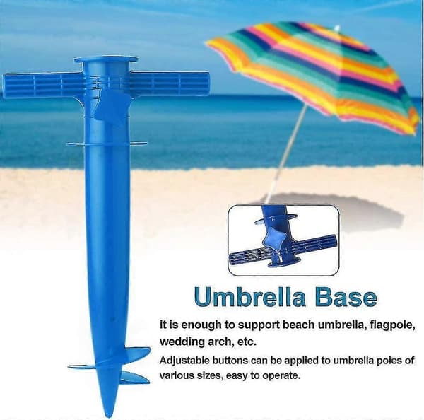 Beach Umbrella Sand Anchor - Universal Umbrella Ground Spike with 3-Layer Screw, One Size Fits All