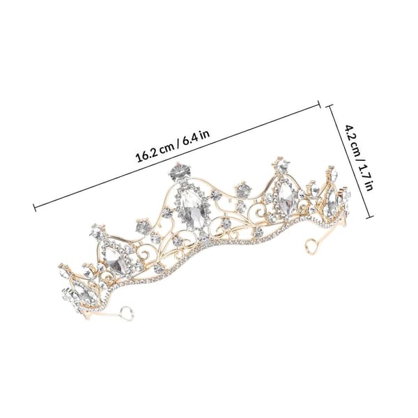 Barokk Rhinestone Brudetiara Bryllupshodebånd Gullbase Hvite Krystaller Elegant Hodeplagg for Brudefest Bursdagsforestilling