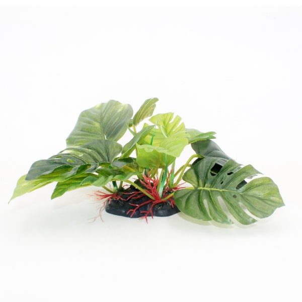 Kunstig akvatisk grøn plastik akvarium lotusblad dekorativ plante, lille størrelse 12 cm