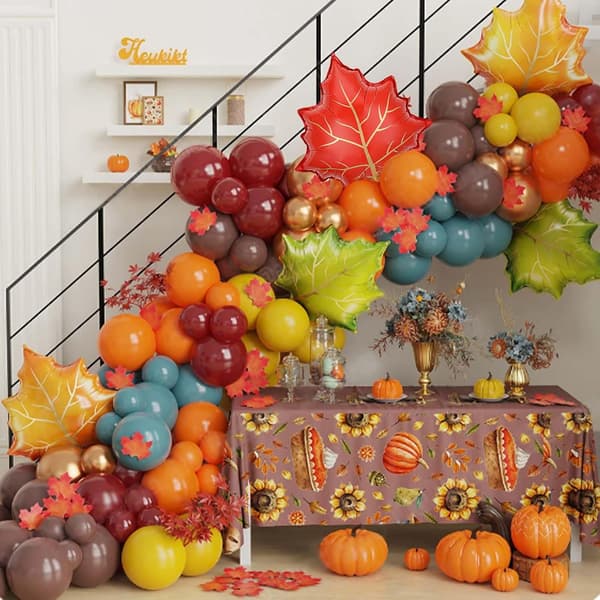 wxsp Efterårs-løvbladballoner sæt 24'' Efterårsblade folieballoner Orange Grøn Rød Løvballoner sæt til efterårsfødselsdag bryllup babyshower høst