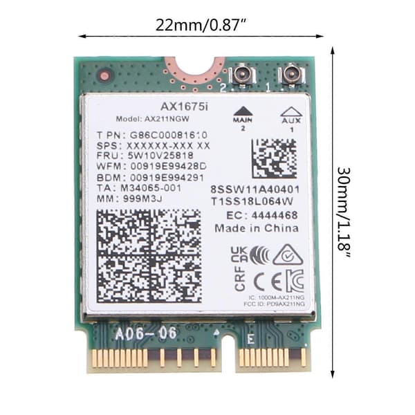 Killer AX1675i Wi-Fi 6E til M.2 til Key E CNVio 2 til Tri Band 2.4G/5G/6Ghz Trådløst Netværkskort AX211 Til BT5.2 Support