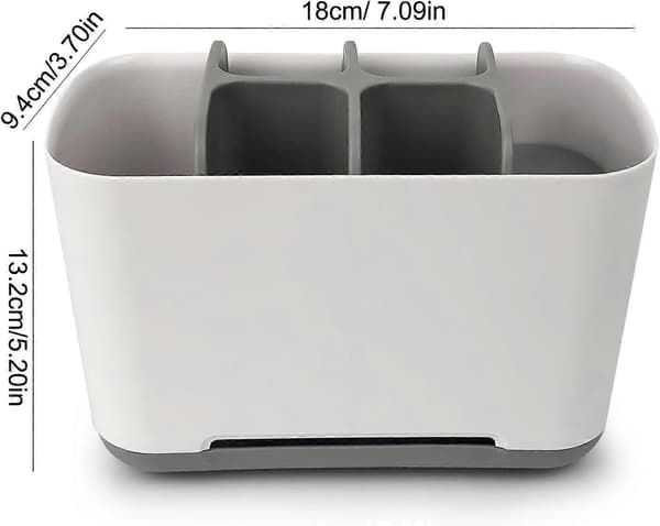 Toothbrush Holder, 3 Compartment Toothbrush Organizer with Drain Hole Multifunctional Storage Box (Grey-L)