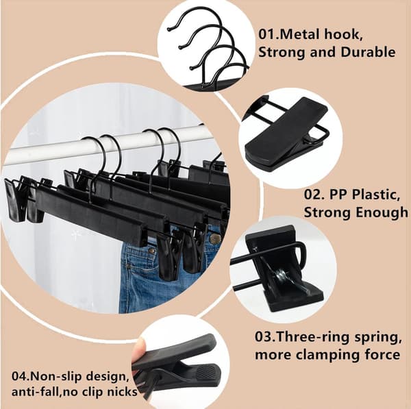 Clothes Hanger - 20 Pieces - Trouser Hanger - Trouser Hanger with Clips - Clothes Hanger