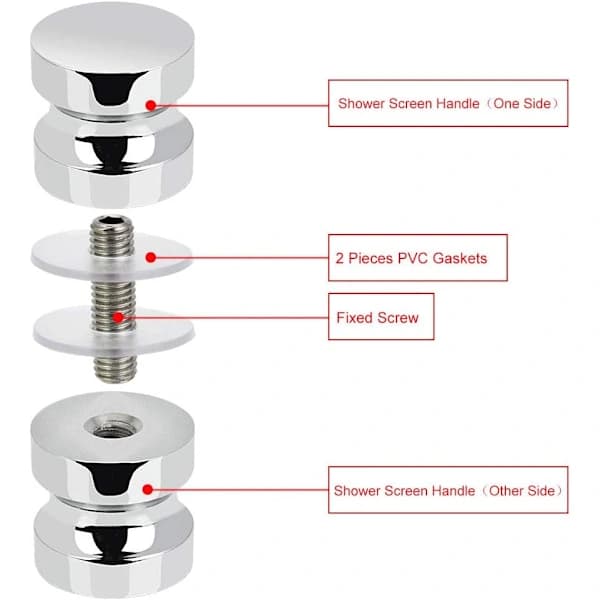 Steel, sliding shower door knobs, glass, shower