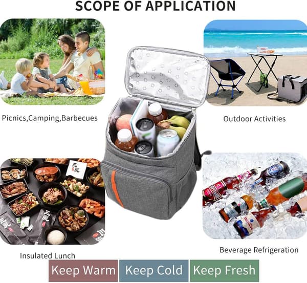 Insulated Cooler Backpack Picnic Lunch Bag 18L Large Capacity Waterproof Cooled Food Container