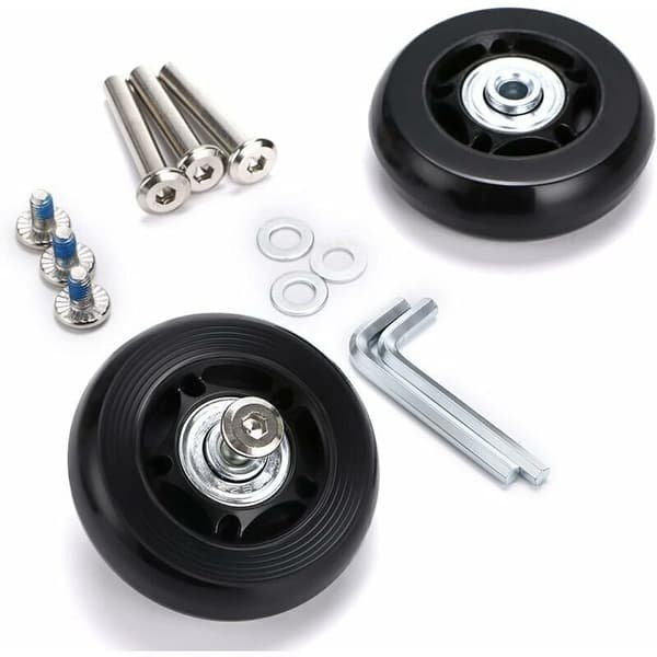 2 Replacement Wheels for Suitcase with Bearings 60 x 18 mm, Black.