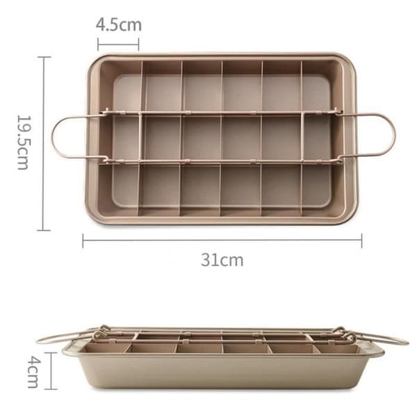 Gratinform - HELLOVE - Firkantet brødform - Rustfrit stål - 18 hulrum - Non-stick