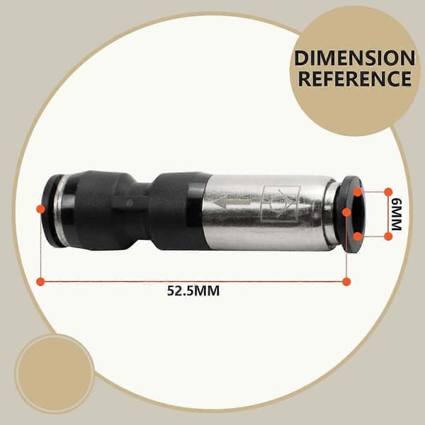 3 Stykker 6 mm Lige Envejs Pneumatisk Kontraventil til Tilslutning af Trykluftventiler