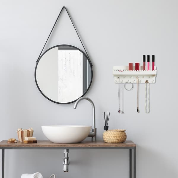 White Self-Adhesive Jewelry Holder with Shelf