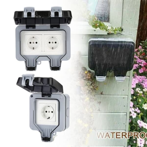 IP66 Waterproof Socket with Switch and Waterproof Junction Box, Outdoor Dustproof Wall Socket for Kitchen, Bathroom, Garage, Pool, etc.