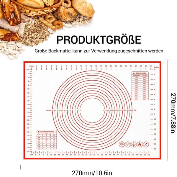 Bakematte - 70x50cm Gjenbrukbar silikonbakematte - Deigmatte
