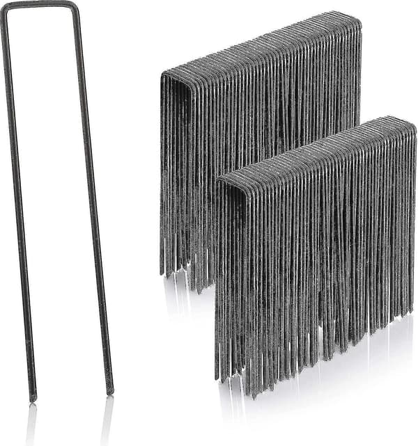 100-pack Markankare Galvaniserade U-formade Markankare för Trädgård, Ull, W