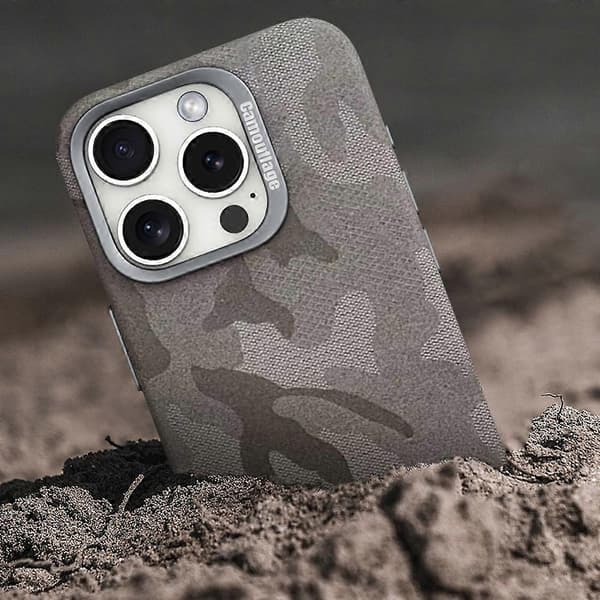 Magnetisk skal til iPhone 16 Pro Max, camouflage mønster, stødabsorberende PC+PU telefoncover
