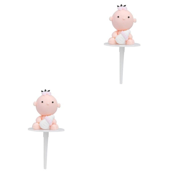 3 st Baby Polymer Clay Kaktopp, Kreativ Cupcake Topper Dessert Kakdekorationsfest Ornament för Födelsedag 2pcs