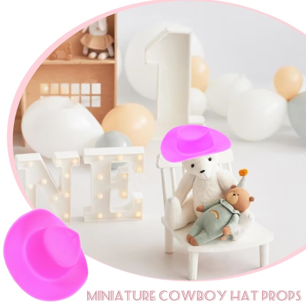 30 stk. Miniature Dukkehuse Cowboy Hat Plastik Cowboy Hat Dekorativ Cowboy Hat Pink 5,5X4,4X2CM Pink 5.5X4.4X2CM