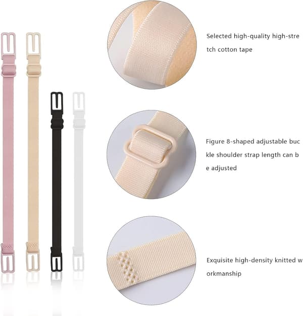 8 Pcs Bra Clips Elastic Bra Strap Clips for Women Adjustable Non-slip Bra Strap Holders