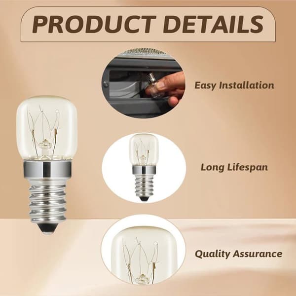 3-pack E14 25W Warm White 2700K High Temperature Resistant Oven Bulbs for Microwave and Refrigerator
