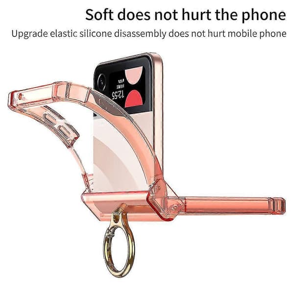 Magnetic Magsafe Case Compatible with Samsung Galaxy Z Flip 4, Transparent TPU Full Coverage Case with Ring Holder & Hinge Protection