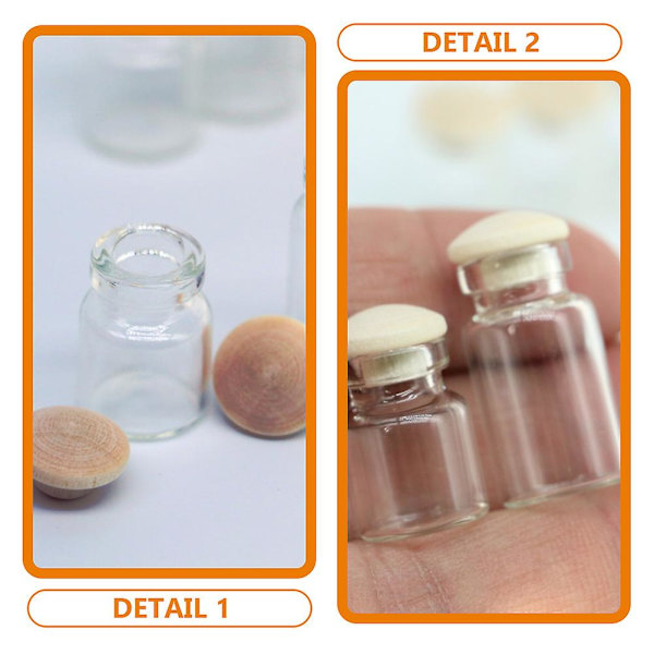 8 stk Miniatyr Glassflasker Dukkehust Mini Glassflasker Med Propper Late-Som-Lek Flaskeleker 1.2 1.28x1.28x2.75cm