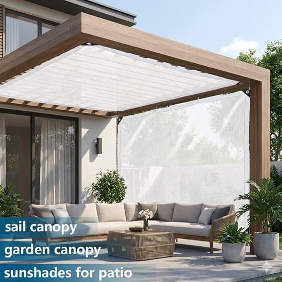 Shade Net with Rings - Sun Protection Fabric - Create Coolness - 50% UV Resistant - 3.0m x 3.0m - White