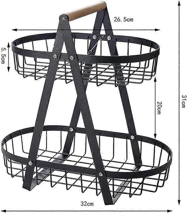 Modern Fruit Bowls for Kitchen, 2 Tiers, Detachable Fruit Basket, Metal Fruit Bowl Stand for Kitchen Decor, Vegetables