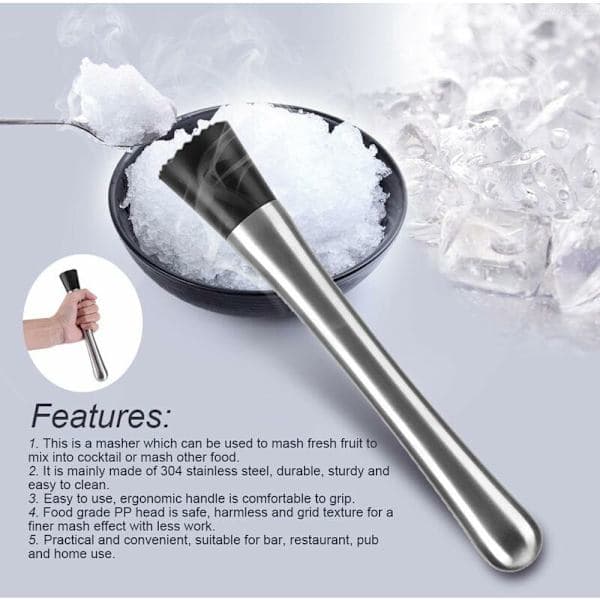 pc Cocktail Muddler Rustfri Barstick Mojito Muddler Fruktmikser Ideelt Bartenderverktøy Barutstyr