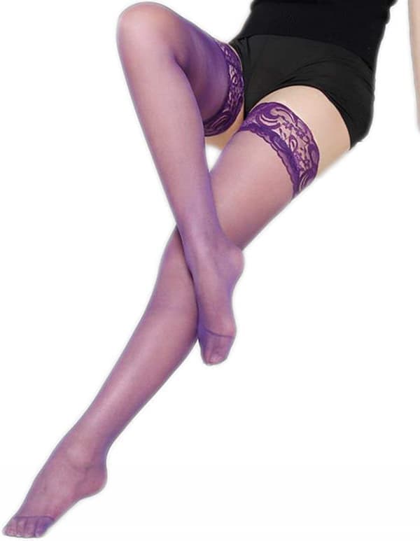 AVEKI Ihastuttavat Seksikkäät Pitkät Putkisilkkisukat 8cm 2 Paria, Violetti