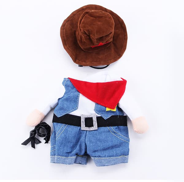 Cowboy hunde- eller kattekostume med hat, størrelse M