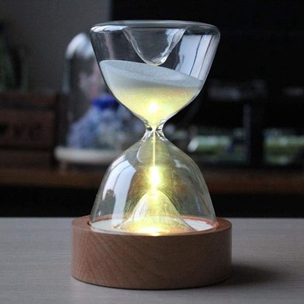 Sandtimer med LED-nattlampa 15 minuter 7 färger Sandtimer Nyhet 2 i 1 Sandtimer Sömn hjälp USB-lampa för