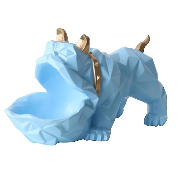 Koiran patsas synteettinen hartsi avainten säilytyslaatikko Bulldog Home Decor Sininen