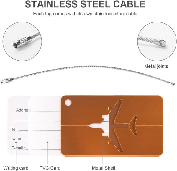 4 stk bagasjelapper, bagasjelapper koffert aluminiumslapper