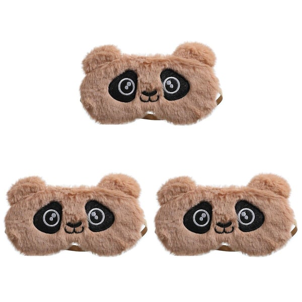 3 st Cartoon Panda plysch ögonmasker Bedårande barn cover hem sovmask 3 st 18,5x9 cm 3 pcs 18.5x9cm