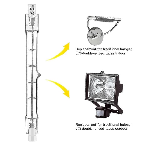 Sæt med 5 R7s Halogenpære 78mm 80w 230v, R7s Halogenstav 78mm, R7s Halogenpære Dæmpbar Halogenstav