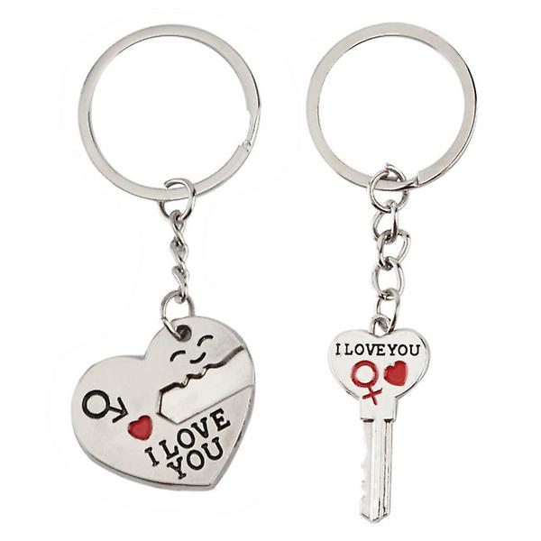 Zinklegering Du håller nyckeln till mitt hjärta Jag älskar dig Par Nyckelring Kärlek Nyckelring Nyckelring Kärlek Silver