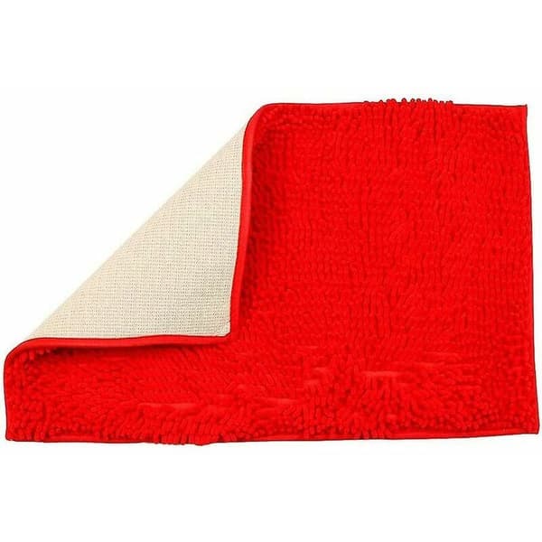 Badrumsmatte - sklisikker matte - striper - absorberende - rød - 50 x 80 cm
