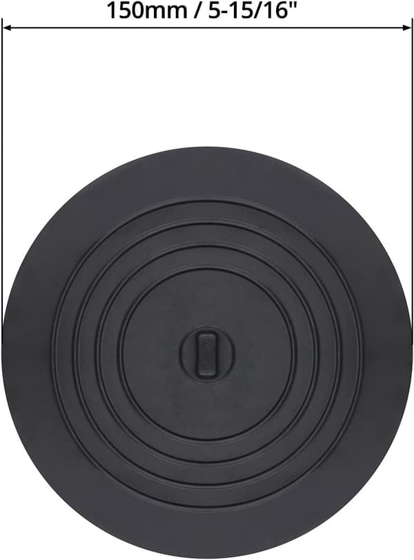 Pakke med silikoneafløbspropper, vaskepropper, badekarsprop, 15 cm, til vask, badekar, sort