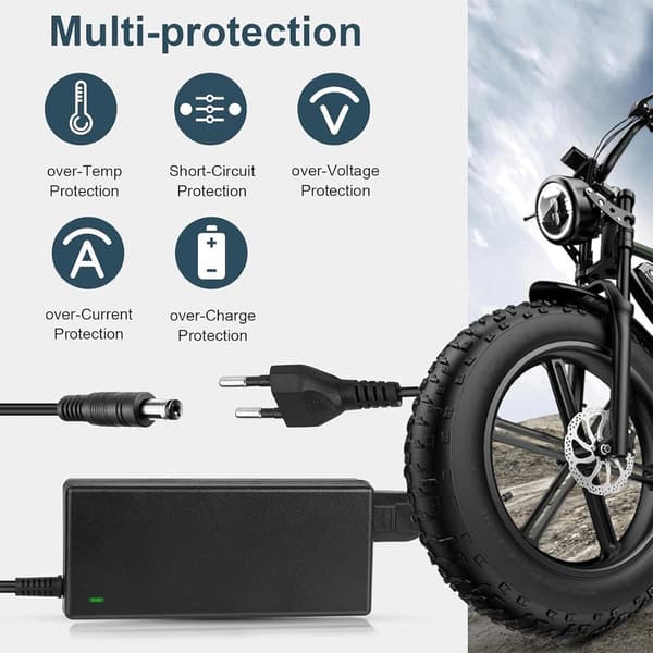 Elektrisk Cykellader - Lader til Elektriske Scootere - 36V/42V 2A Universallader - med 6 Batteriladerstik - Batterilader