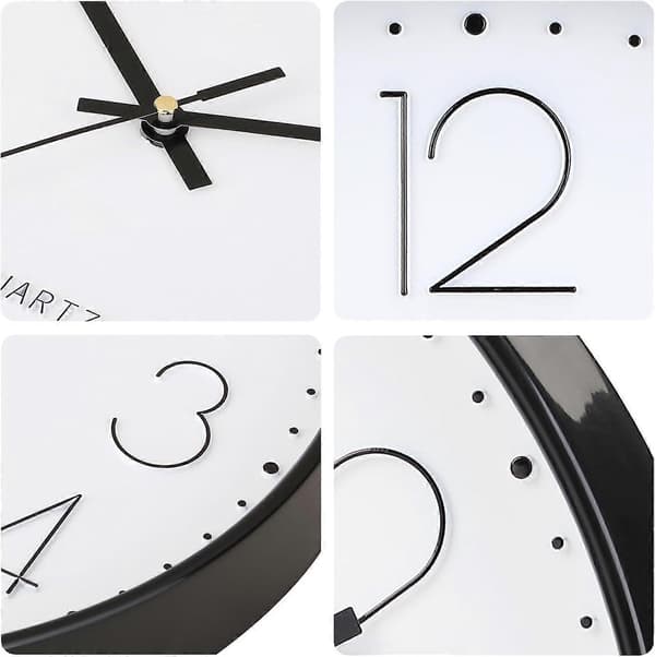 Wall Clock 30 cm Silent Noiseless Quartz Decorative Clocks with Stereoscopic Dial Ultra-quiet Movement Quartz